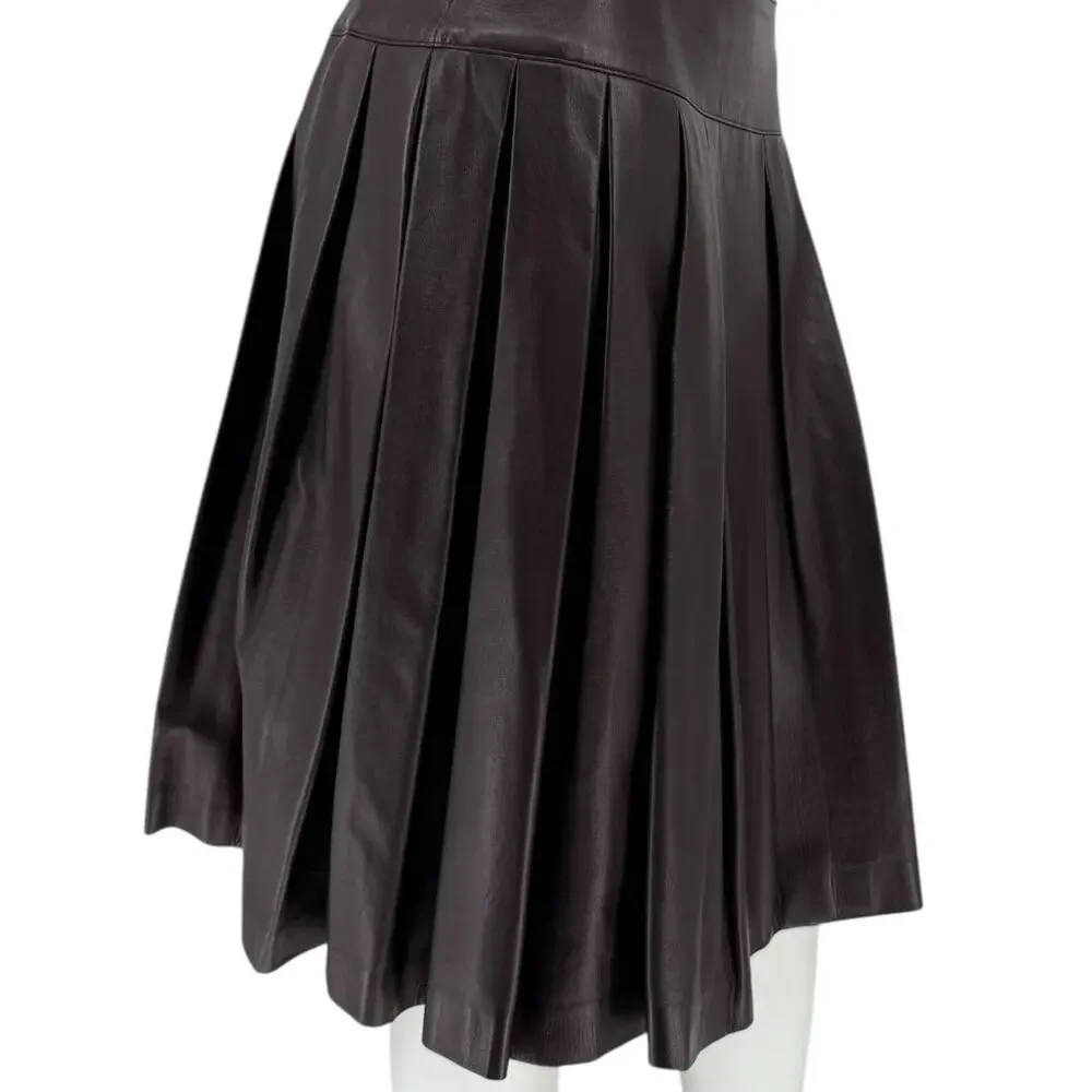 Chanel Fall 2001 Pleated Lambskin Skirt – Size 42